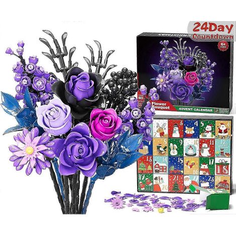 Calendrier de l'Avent de Noël avec blocs de bouquets de fleurs, boîte surprise de 24 jours avec bouquet de tournesols