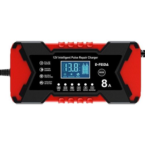 Chargeur 12V 8A pour batteries de voiture, moto et batteries au plomb-acide - Compatible tous types de batteries plomb-acide 12V, charge rapide et sécurisé (1/5)