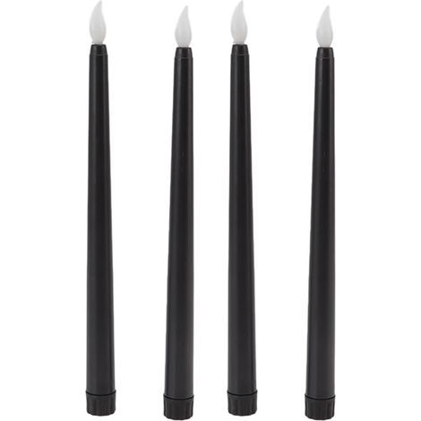 Smokeless, flameless, safe, eco-friendly LED candles, warm light, black tapered electric candle, 4 pieces (1/5)
