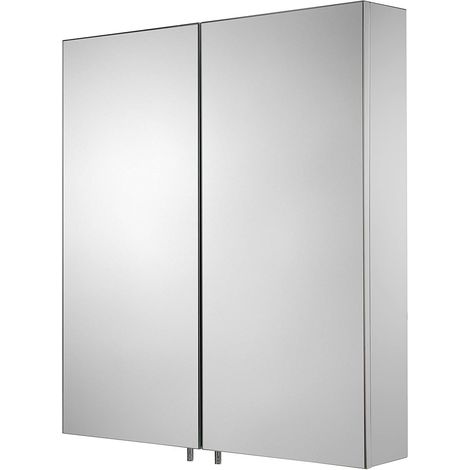 Croydex Finchley Double Door Bathroom Medicine Cabinet, Stainless Steel, 670x600x119mm (1/5)
