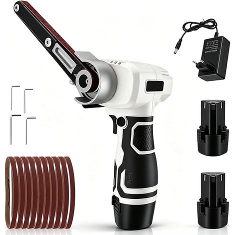 Ponceuse à bande sans fil 12 V avec 2 batteries de 2,0 Ah, lime à bande, 10 (1/5)