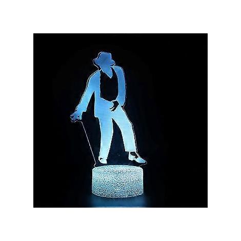 Michael Jackson 3D-Illusions-Nachtlicht, Tischlampe mit 7 wechselnden Farben und Touch-Steuerung, Geschenkidee für die Schlafzimmerdekoration (B)