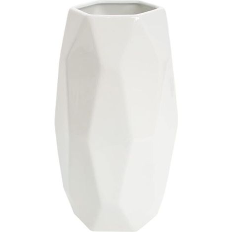 Hauteur 20 cm Vase Conique en Céramique Blanche pour Pampas, Moderne Haut Vase Decoratif pour Centre de Table Deco