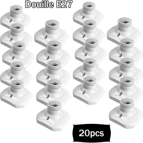 Lot de 20 douilles à vis E27 pour plafonnier, douille pour éclairage de garage E27, courant 220-240 V, douille pour ampoule LED, douille pour plafonnier E27, douille pour applique murale en plastique, (1/5)
