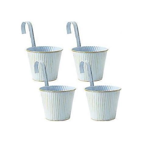 Lot de 4 pots de fleurs suspendus en métal pour balcon, jardin ou clôture. (1/2)