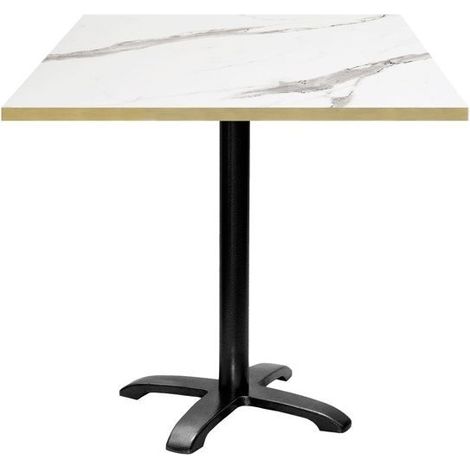 Table 70 x 70 cm - modèle Bazila marbre blanc chants laiton