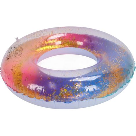 Colored Swimming Rings Bright Colors Sequin Thickened Inflatable Glitter Swim Rings for Swimming Pool (1/5)