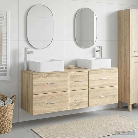 vidaXL Bathroom Cabinet Set 3 pcs Sonoma Oak 129 x 41 x 80 cm (1/5)