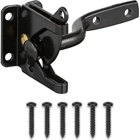 1 pièce noir loquet de porte de jardin serrure de porte de jardin serrure à boulon autobloquant avec 6 boulons pour porte de Clôture- (1/5)
