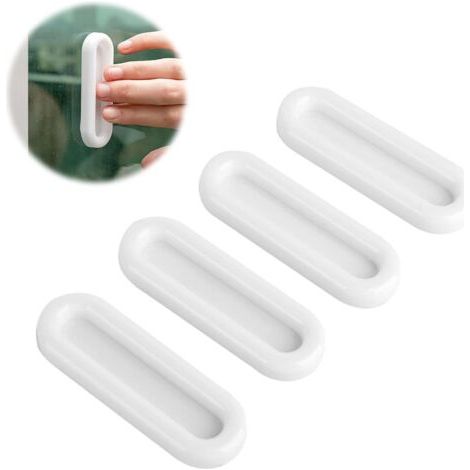 Lot de 4 poignées de porte de balcon, autocollantes, extrêmement solides, en plastique, pour portes en verre, portes coulissantes, tiroirs, blanches (1/5)