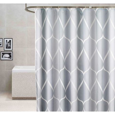 Rideau de douche 120 x 180 cm, imperméable, lavable, anti-moisissure, en polyester gris (1/2)