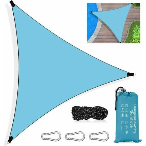 Voile d'ombrage triangulaire 3x3m imperméable – Protection UV 95% – Corde et mousquetons inclus – Sac de rangement pour extérieur (1/4)