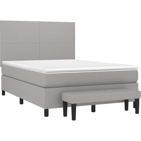 vidaXL Giroletto a Molle con Materasso Grigio Chiaro 140x200cm Tessuto (1/5)