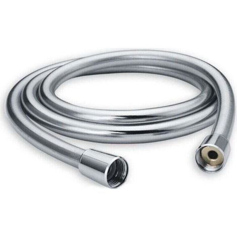 Flexible de douche 150 cm avec protection anti-torsion, tuyau de, et résistant à la torsion, testé pour l'eau potable sous pression, argenté