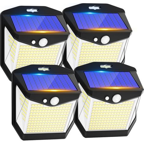 Lampe Solaire Exterieur Détecteur Mouvement - 248 LED Lumiere Solaire Exterieur IP65 Etanche éclairage 270° Sécurité sans Fil lampe Mural Applique Exterieur pour Jardin Lot de 4 (1/5)