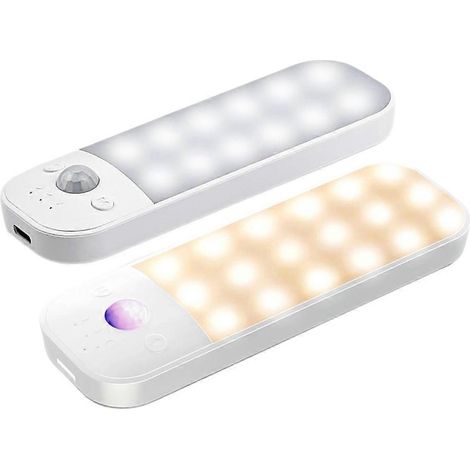 2 Veilleuses LED intelligentes à détecteur de mouvement PIR, lampes murales rechargeables ultra-minces, éclairage sous meuble pour cave à vin ou chambre à coucher (1/5)