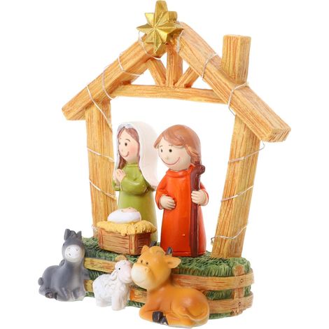 Crèche De Noël Lumineuse Décorations De Noël Figurines Sainte Famille Ornements Chrétiens pour Sapin (1/5)