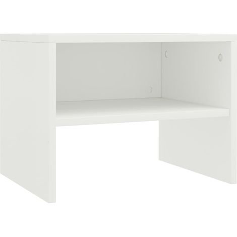 Mesita de noche con estante 40 x 30 x 30 cm madera contrachapada blanca DEC033331