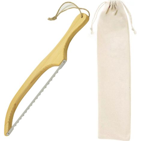 Couteau à Pain, Scie à Pain, Longueur 40 cm, Trancheuse à pain en bois avec poignée ergonomique intégrée, adaptée pour couper tous les types de pain, gâteaux, fruits, etc. (1/4)