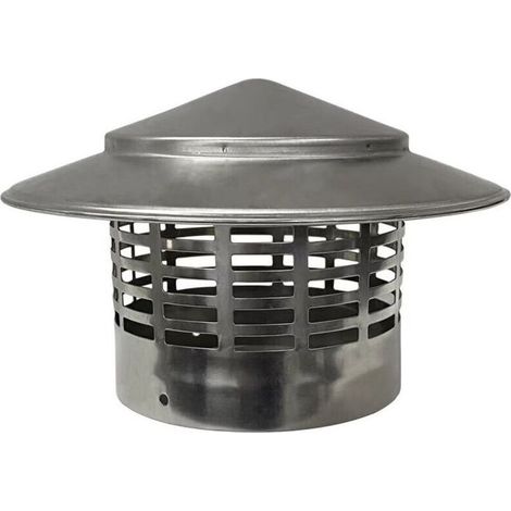 Conduit d'évacuation des fumées. Chapeau de ventilation en acier inoxydable SUS304, diamètre 100 mm.