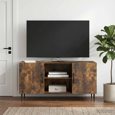 vidaXL Mobile TV Rovere Fumo 102 x 34,5 x 50 cm Legno ingegnerizzato (1/5)