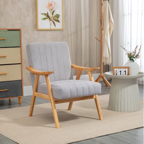 Fauteuil à oreilles avec accoudoirs, 68 x 74 x 82 cm, gris clair HAVRYA (1/5)