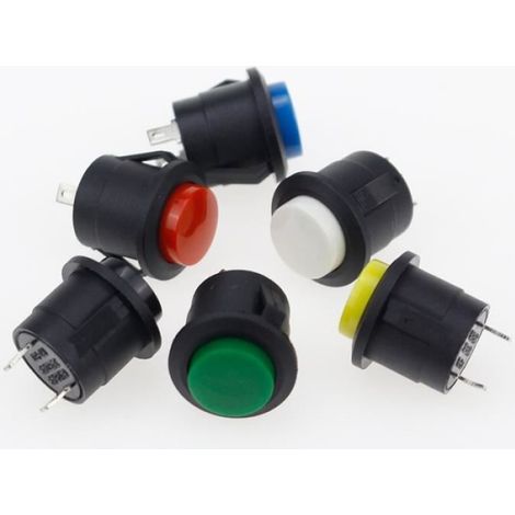 Le noir Interrupteur rond à bouton poussoir de réinitialisation, 6 pièces, 16mm, 6A 125V-3A 250VAC (1/4)