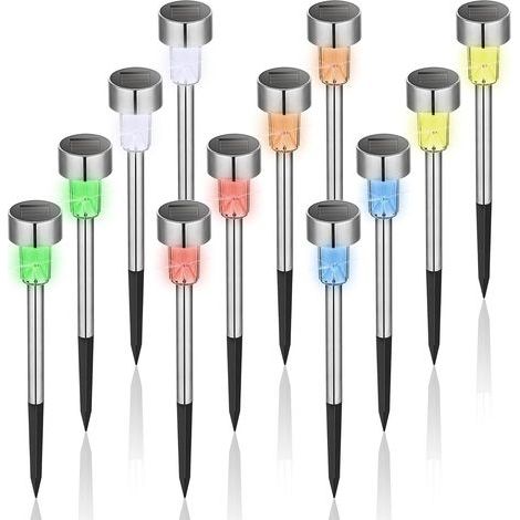 Set of 12 waterproof stainless steel solar Christmas lights for outdoor use, yard decoration, garden, landscape/driveway (1/5)