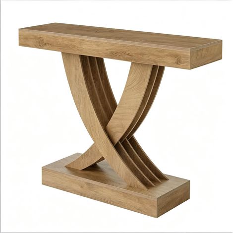 Tavolo consolle rustico in MDF marrone con struttura a X 110 x 30 x 85 cm (1/5)