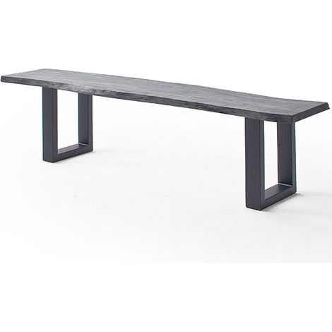 Esszimmer Sitzbank mit 180 cm Breite, Akazie massiv, grau sandgestrahlt - COSENZA-06 (1/3)