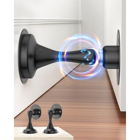 Fermaporta magnetici (per la parte inferiore della porta): confezione da 2 fermaporta magnetici in acciaio inossidabile per montaggio a parete e pavimento, facili da installare, senza viti, per tenere (1/3)