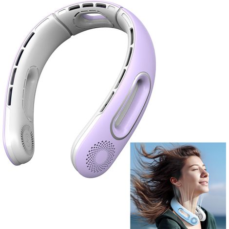 Ventilateur de cou portable, ventilateur de cou sans pales, rechargeable, refroidissement à 360°, ventilateur USB portable pour voyage et extérieur (1/5)