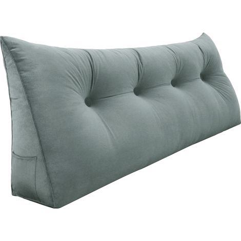 VERCART Coussin de Lecture Compensé, Triangulaire Coussin à Coins, Gros Coussin Canapé, Traversin Tête de lit Support Arrière, Oreiller Cervical Dossier de Soutien Lombaire, Velours Gris 120cm