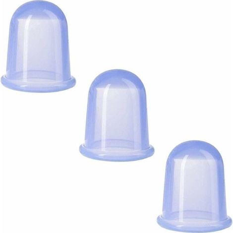 Set of 3 traditional silicone suction cups for pain massage, blue (1/4)