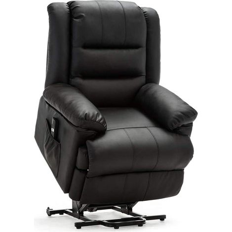 LOXLEY RISEREC BLACK LEATHER RECLINER CHAIR