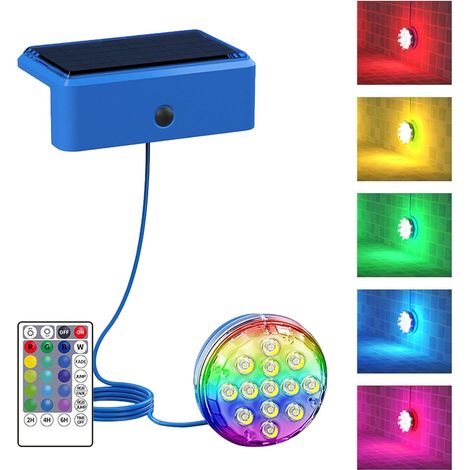 Lampes solaires pour piscine Lampes solaires de piscine au sol avec minuterie, éclairage sous-marin étanche, décorations de bord de piscine pour fête nocturne, cour, patio, jardin, jacuzzi, fontaine (1/5)