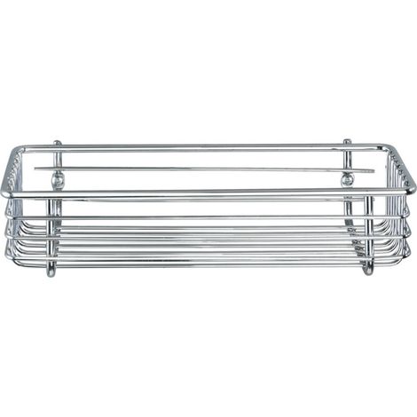 Etagère murale salle de bain droite Milano – Fixation murale – Acier et plastique – Dimensions 25x6x12 cm – Finition chromée (1/5)