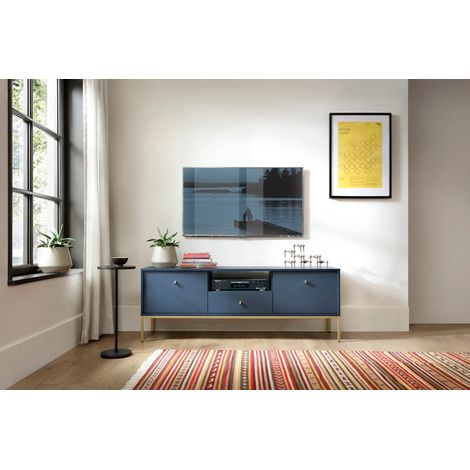 AX LIVING Möbel für TV Domiti 154 cm Modern in Dunkelblau
