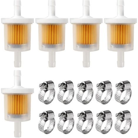 5 Pièces 6-8 mm Filtres à Essence, Filtre à Carburant en ligne, Carburant Rapide de Filtre à Essence, avec 10 Pièces Colliers de Serrage, pour Moto, Scooter, Générateur, Tondeuse à Gazon (1/5)