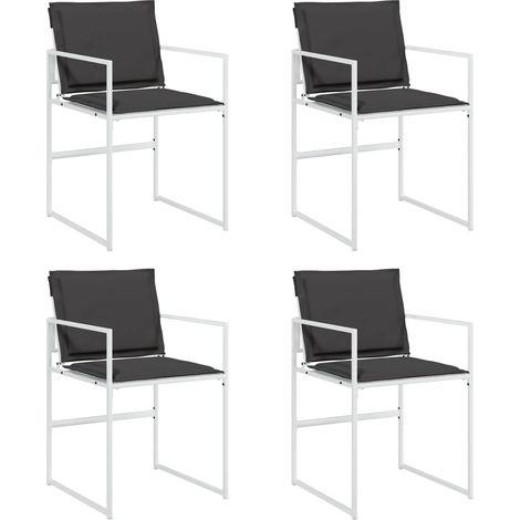 Lot de 4 Chaises de jardin,Chaise d'extérieur avec coussins blanc acier/textilène CFW6009800 (1/5)