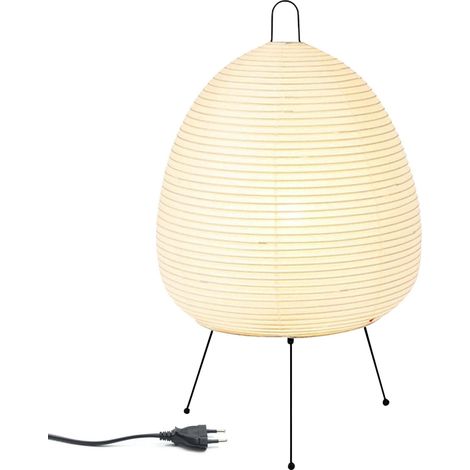 Abat-jour en papier de riz, lampe de table en papier, lampe de chevet, abat-jour avec douille E27, interrupteur et ampoule, lampe suspendue, lampe de rechange (1/5)