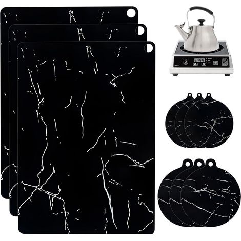 9 Pièces Protection Plaque Induction, Protege Plaque Induction, Protege Plaque de Cuisson, Tapis en Silicone pour Cuisine, Protection Plan de Travail Cuisine, Résistant à 230°C, Résistant aux Rayures (1/5)