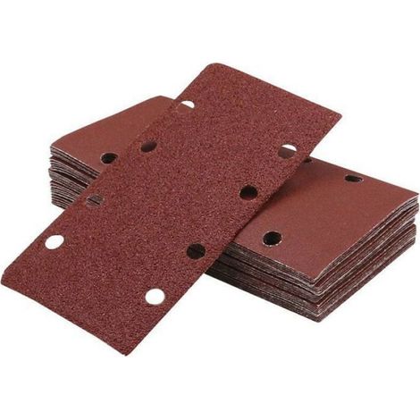 Papier abrasif pour ponceuse orbitale 93 x 185 nombre de trous 8 trous rectangulaire floqué papier abrasif 15 feuilles (1/3)