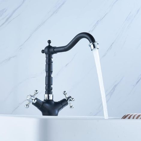 Drehbarer Antiker Kupferner Wasserhahn Hahn Küche Waschraum Nostalgie Retro Küchen Armatur Wasserhahn im Landhausstil in Antik Messing Nostalgie Armatur Wasserhahn schwarz Mischbatterie Retro