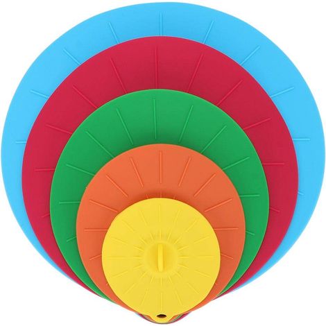 Bol De Couverture De Qualité Alimentaire Silicone Four À Micro-ondes Anti-brûlante Couvercle De Couvercle pour La Cuisine À La Maison 5 Pcs. (1/5)