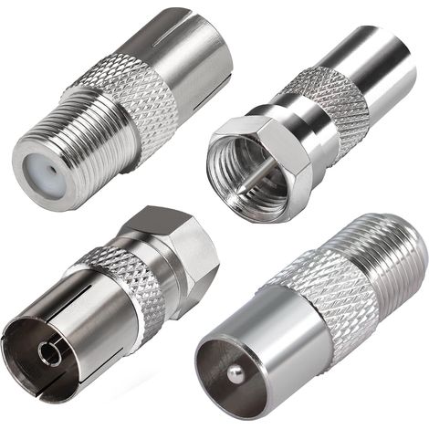 Adaptateur d'antenne TV F mâle/Femelle vers PAL TV mâle/Femelle Kit de connecteur coaxial pour câble Satellite, câble d'antenne, kit d'adaptateur de Type F vers coaxial 4 pièces (1/5)