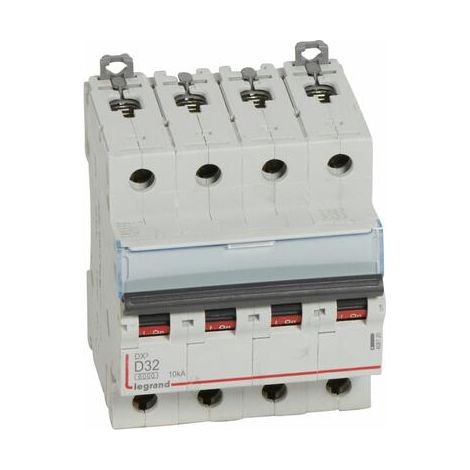 Disjoncteur DX³6000 10kA arrivée haute et départ bas à vis 4P 400 - 32A - courbe D - 408120