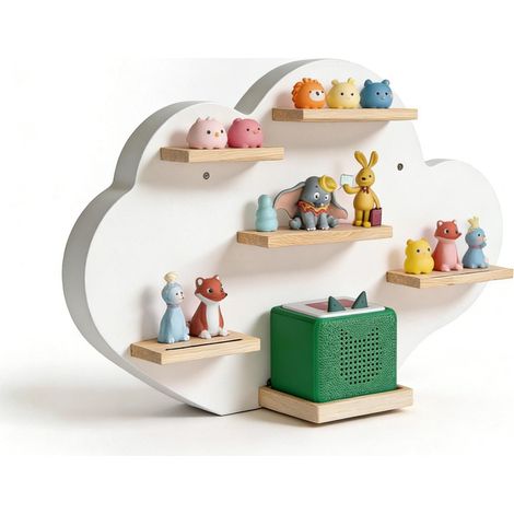 Relaxdays Toniebox shelf, magnetic, for Toniebox & 20 Tonies, cloud, HxWxD: 40 x 61 x 17 cm, white (1/5)