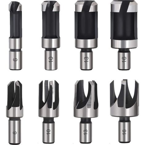Lot de 8 forets à tenon en acier au carbone - Foret à bois - Coupe-tenon - Pour perceuse manuelle - Travail du bois - 6 mm/10 mm/13 mm/16 mm (1/5)