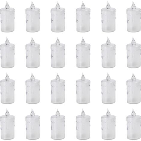 Lot de 24 petites bougies LED sans flamme clignotantes à piles 3,6 x 8 cm - Polyvalentes pour diverses occasions - Décoration d'intérieur pour mariage, table à manger (1/5)